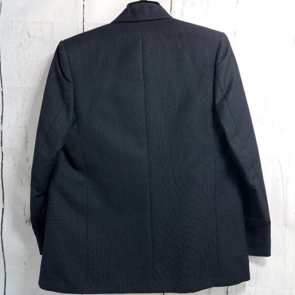 Custom Made 39S 2 Button Black Glittering Pinstripe 2pc Suit 33x29 Flat Front - Picture 5 of 12